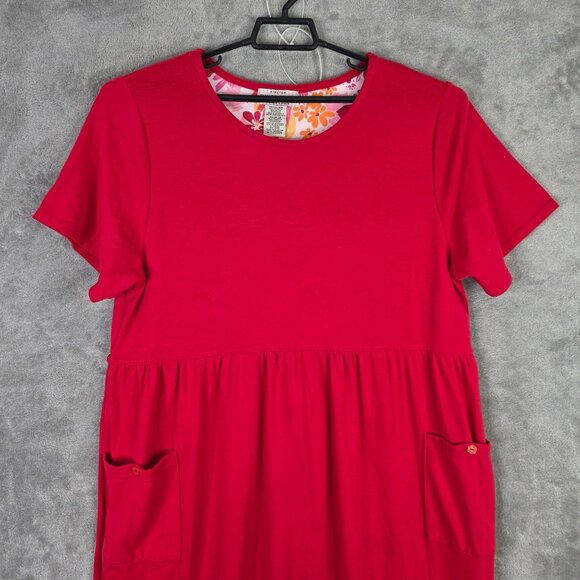 Womens White Stag Red Stretch Dress Short Sleeve Polyester Cotton Blend 16W - Picture 3 of 10